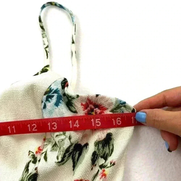 Altar’d State White Floral Plunge Neck Spaghetti Strap Tie Mini Dress Size L - Picture 14 of 16